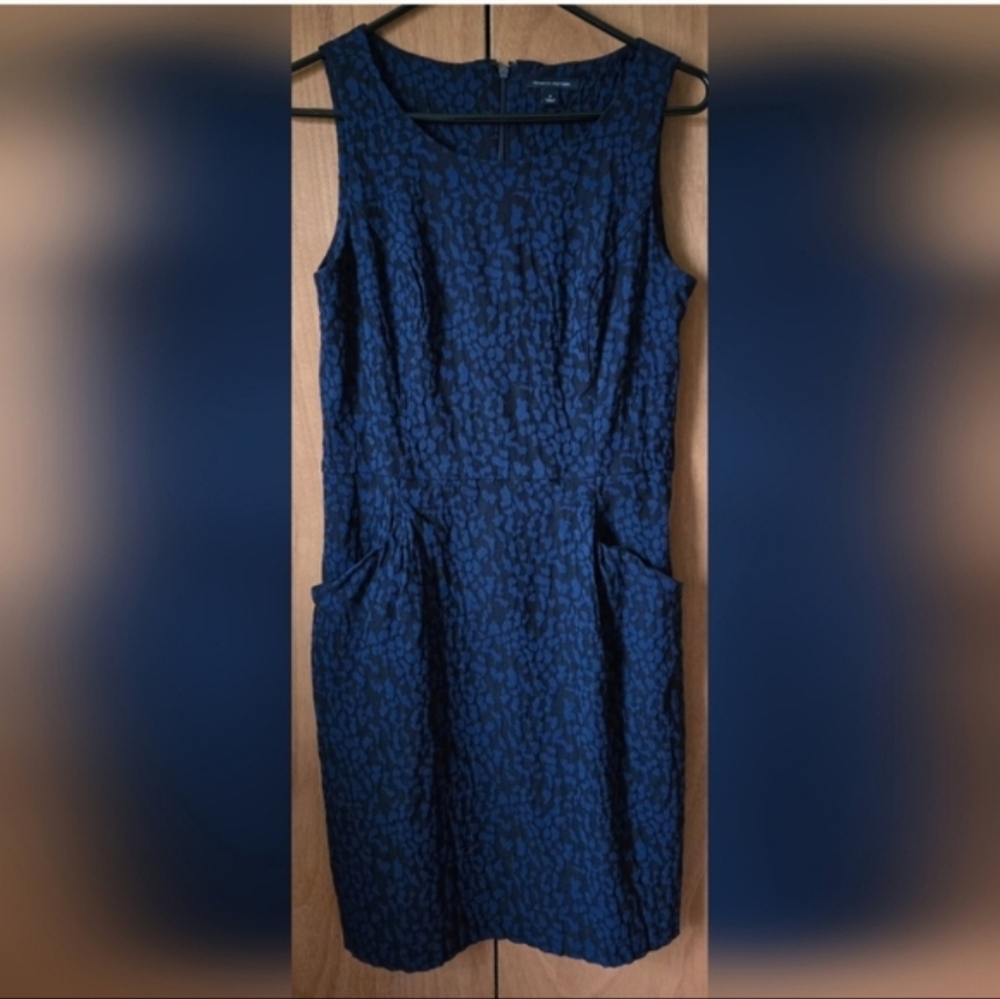 Tommy Hilfiger Navy Textured Sleeveless Dress